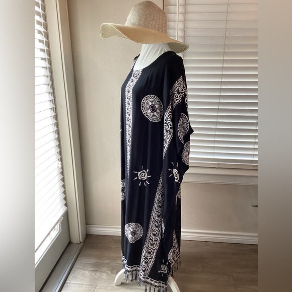 Sante Classics Black & White Kaftan Swim Cover One Size - Picture 2 of 10